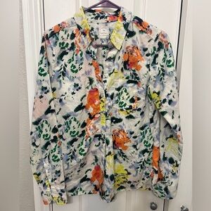 Floral GAP Shrunken Boyfriend Blouse Small
